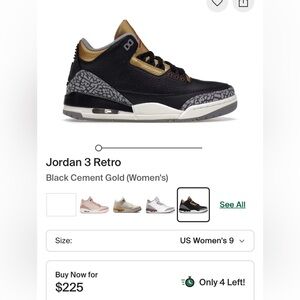 Jordan 3 Retro Black and Gold Sneakers